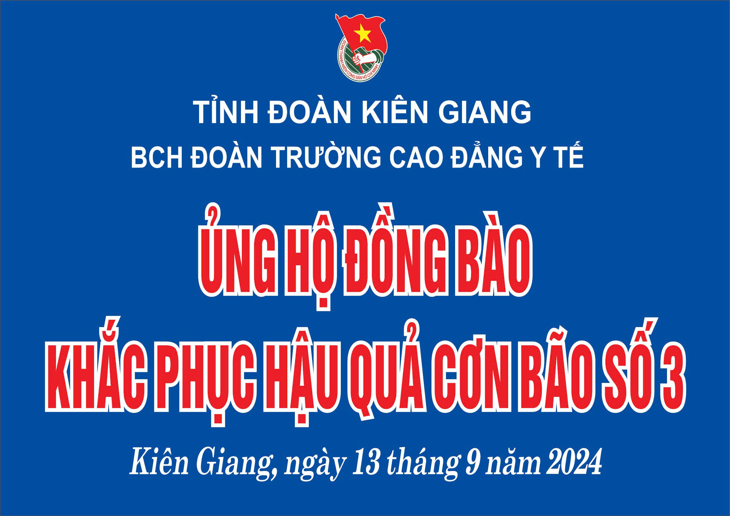 Đoàn trường Cao đẳng Y tế Kiên Giang tổ chức vận động kinh phí ủng hộ khắc phục hậu quả thiên tai do bão số 3 (Yagi) gây ra